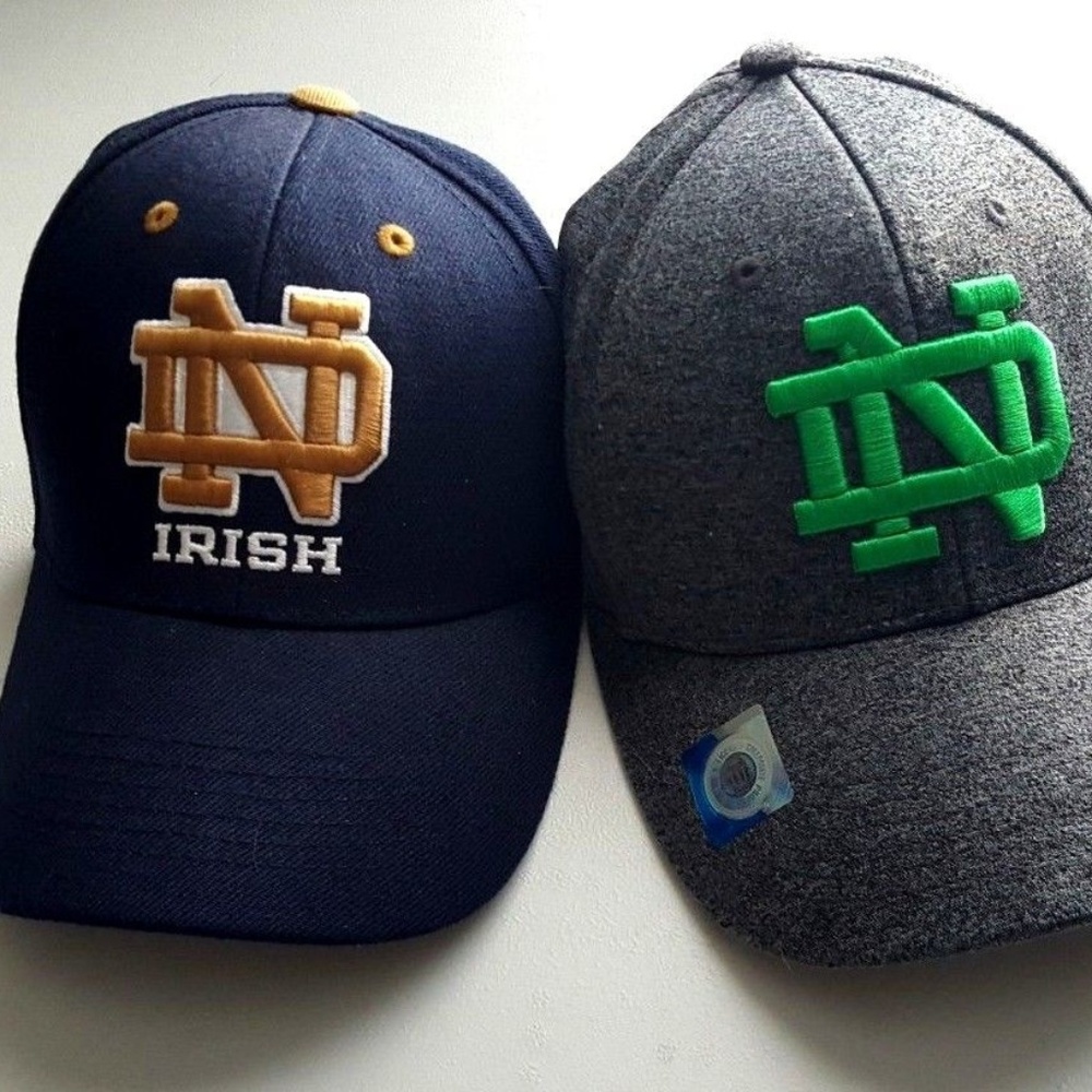 2 Notre Dame Hats Blue and Gray